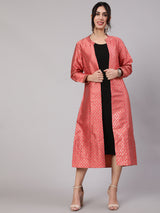 Red & Gold Reversible Brocade Jacket - Elganza