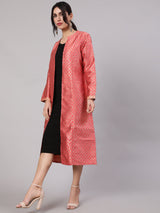 Red & Gold Reversible Brocade Jacket - Elganza