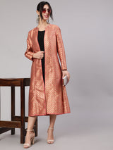 Red & Gold Reversible Brocade Jacket - Elganza