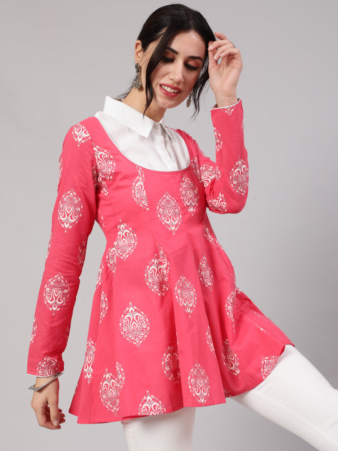 Pink & White Printed Tunic