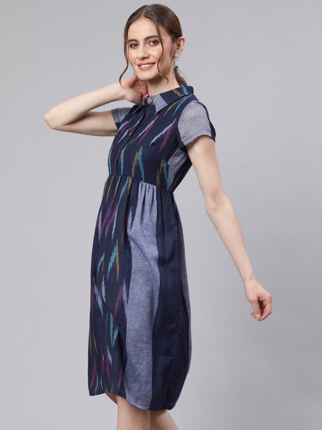 Blue Ikat Skater Dress - Elganza