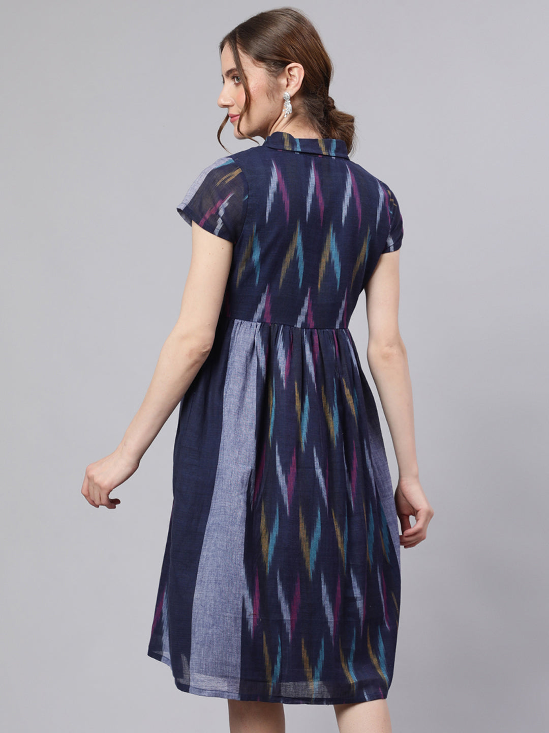 Blue Ikat Skater Dress - Elganza