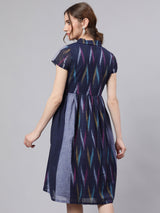 Blue Ikat Skater Dress - Elganza