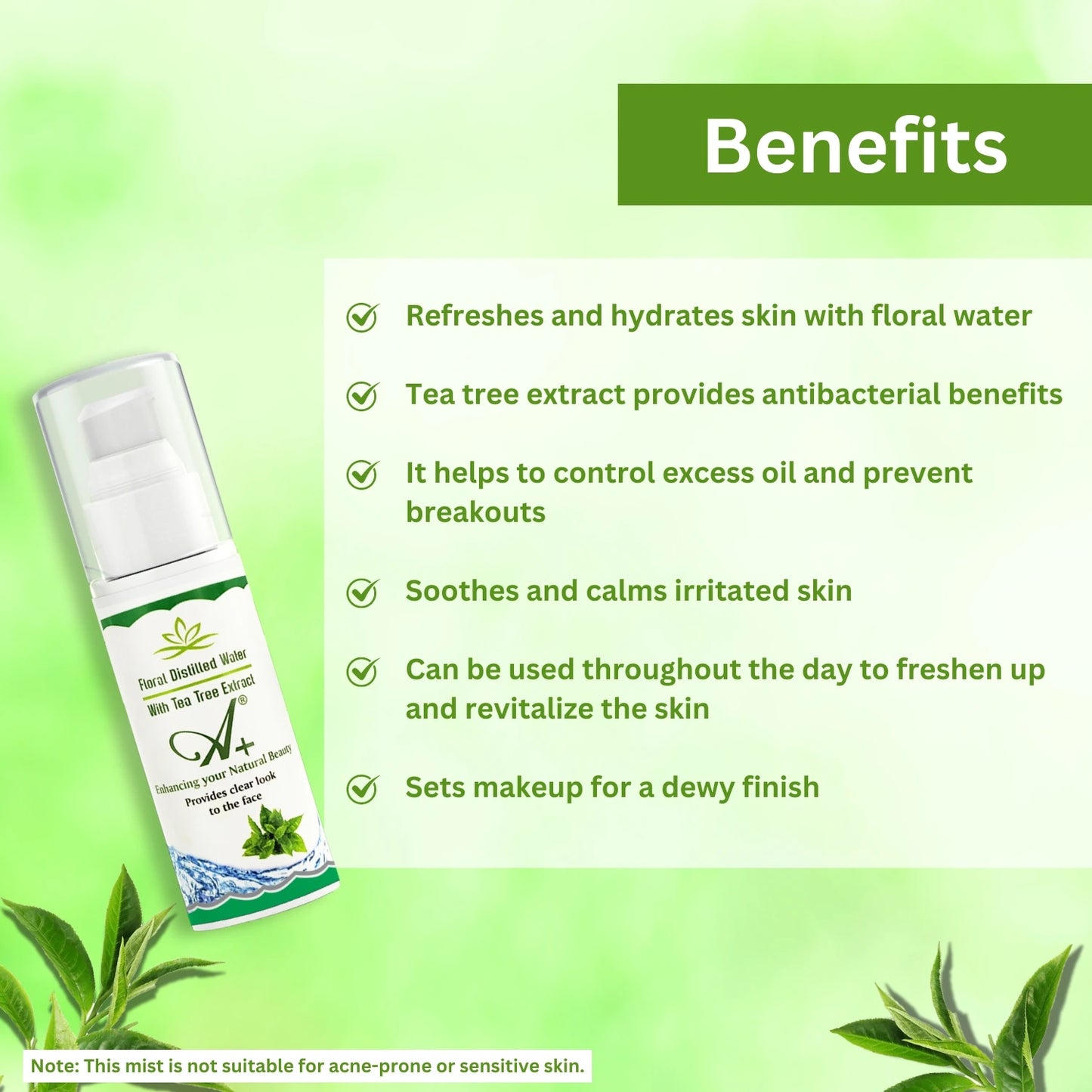Floral Distilled Face Mist with Tea Tree Oil – 100 ml image 3