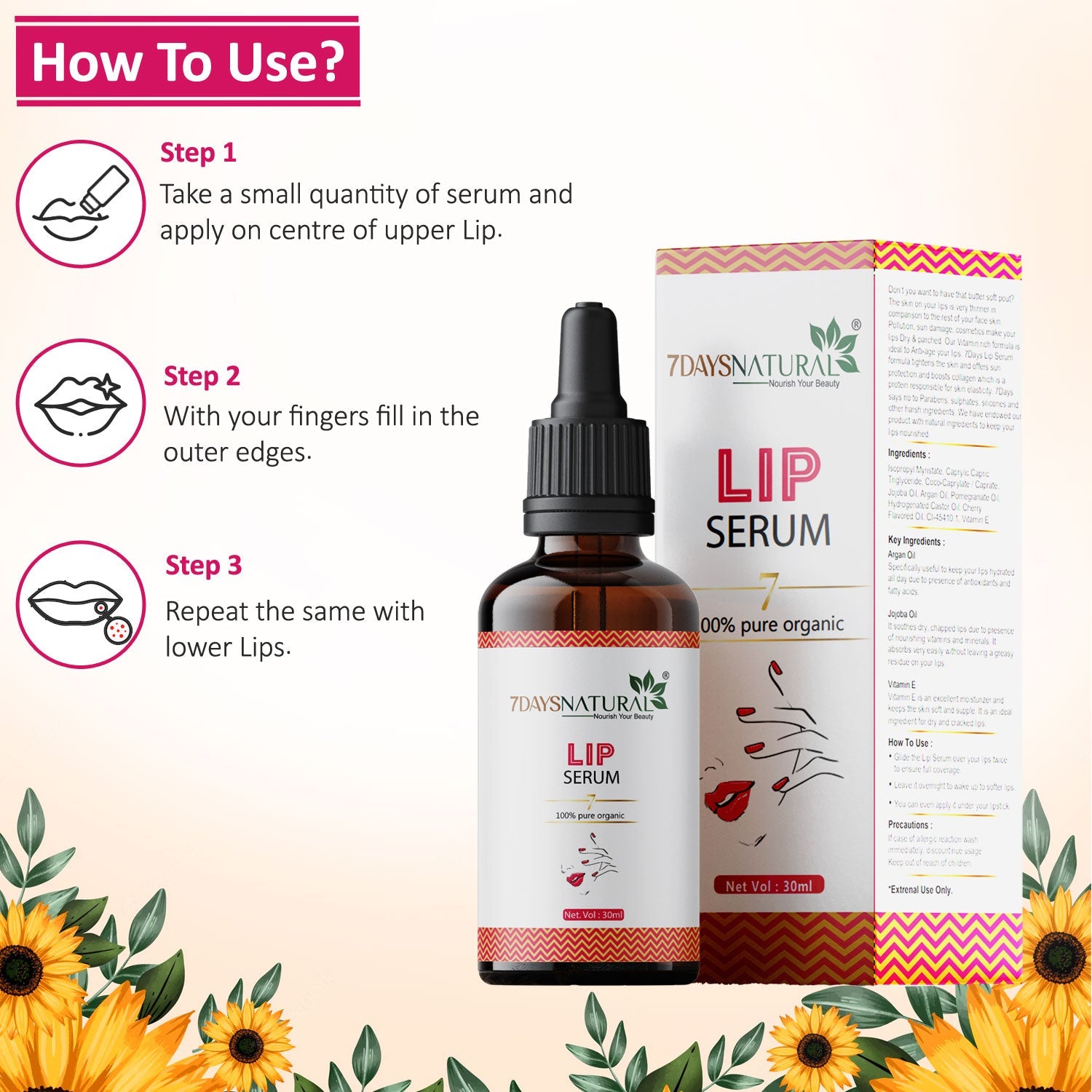 7 Days Natural Lip Serum for Dark Lips | Lightener/Moisturizer For Lip Lightening/Brightening image 4