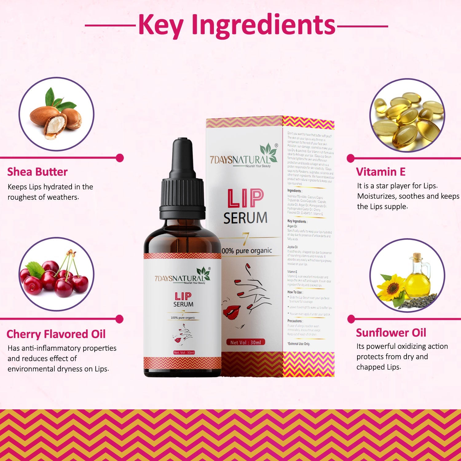 7 Days Natural Lip Serum for Dark Lips | Lightener/Moisturizer For Lip Lightening/Brightening image 3