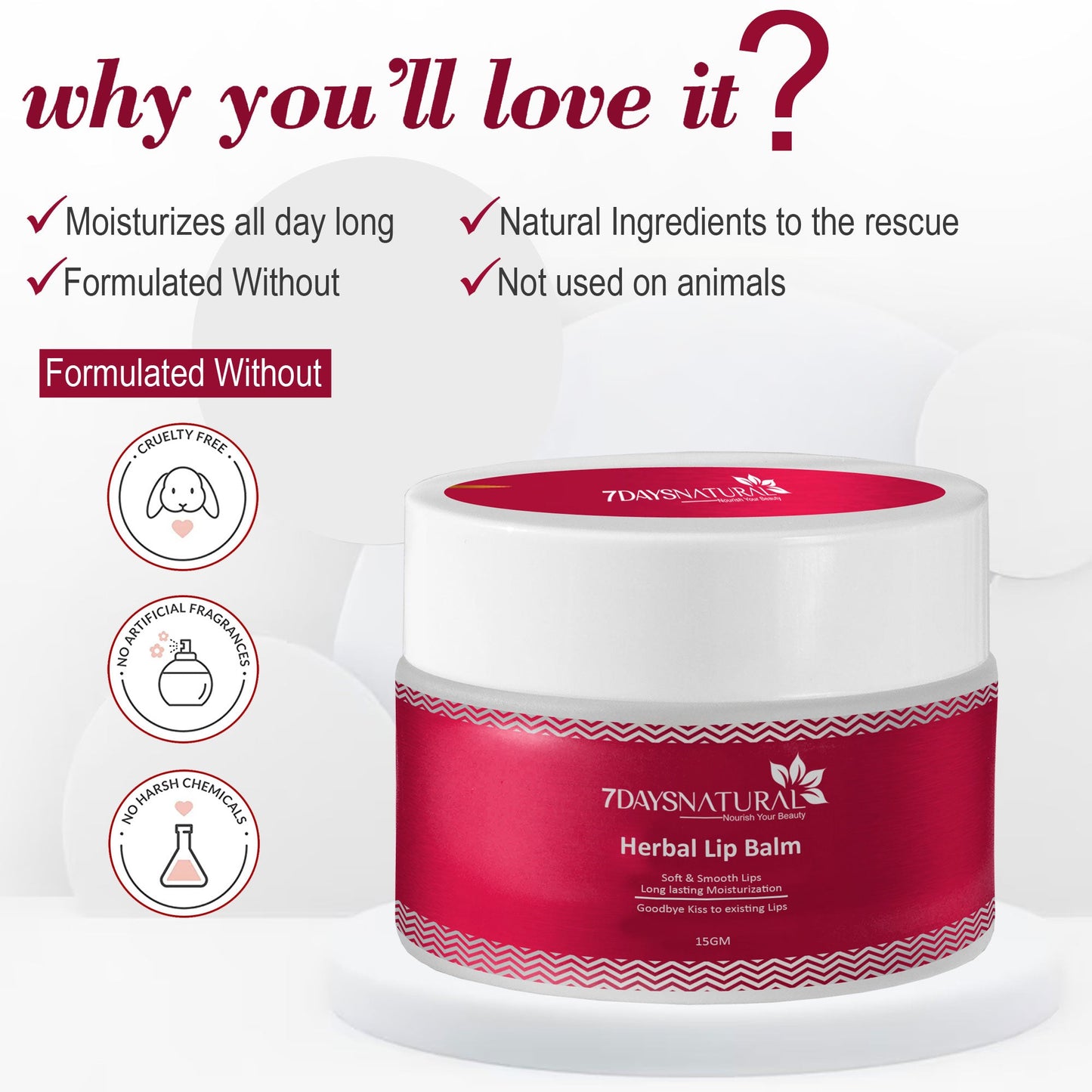 7Days Natural Lip balm for dark lips & pink soft lip (15g)  | 7Days Natural image 1
