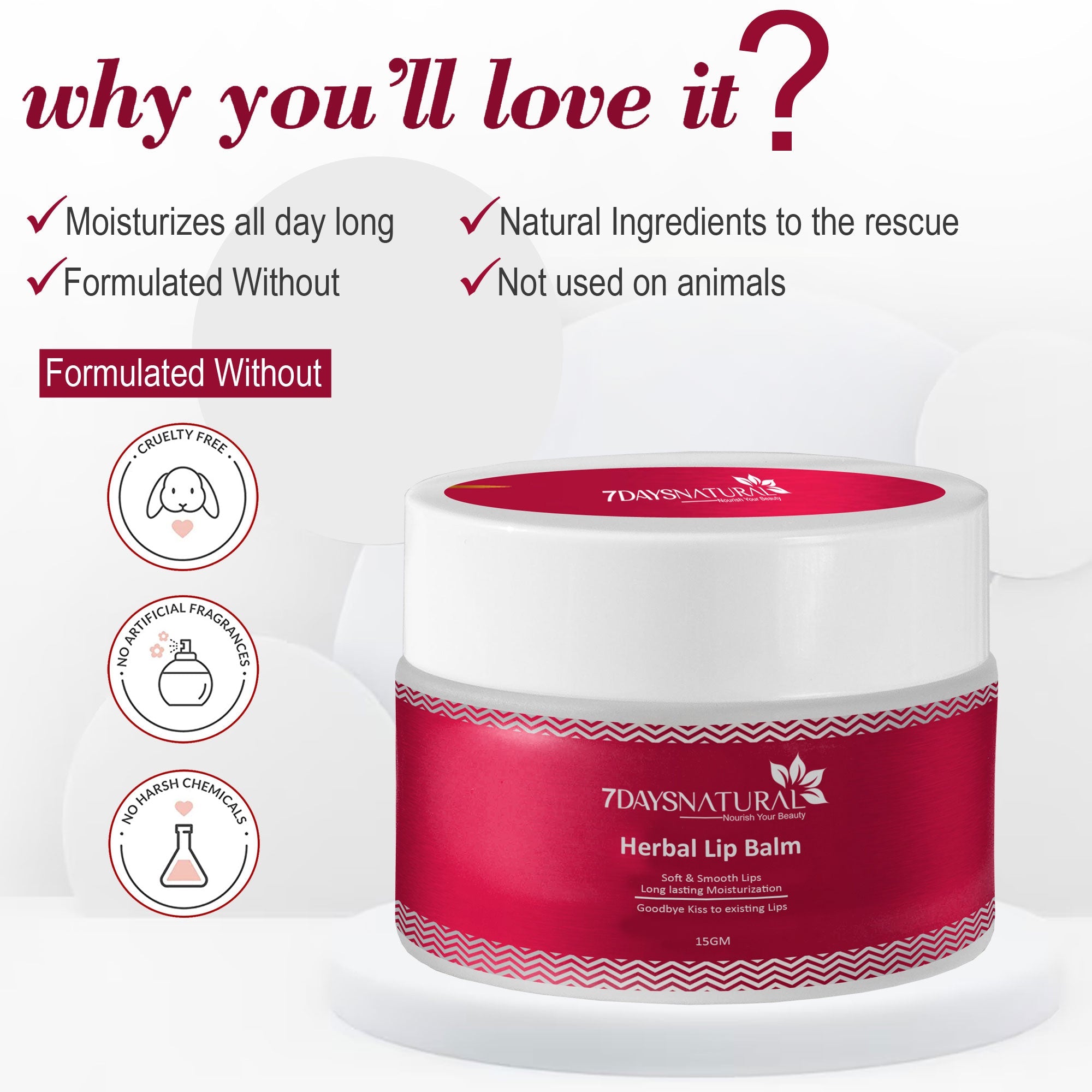 7Days Natural Lip balm for dark lips & pink soft lip (15g)  | 7Days Natural image 1