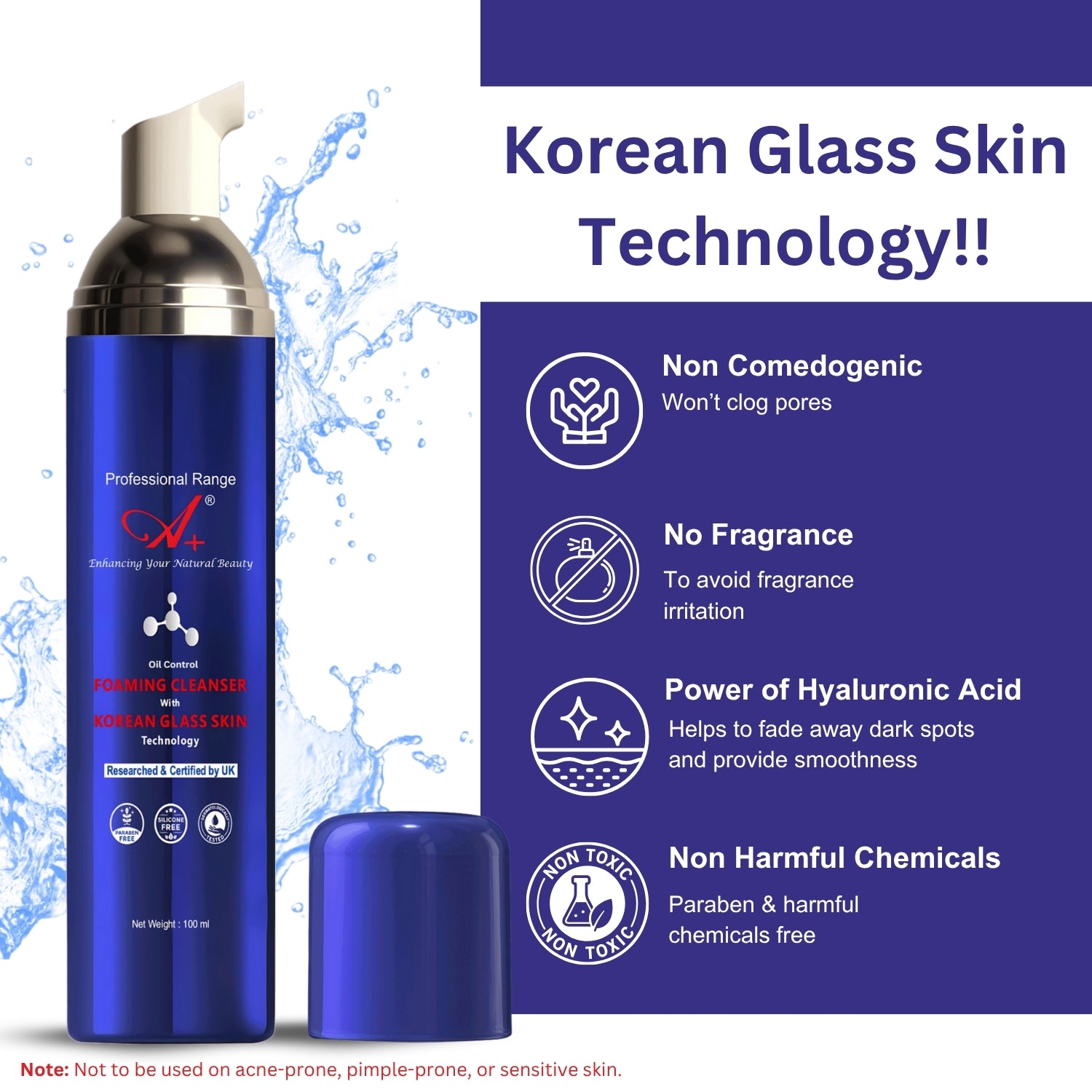 A+ Oil Control Foaming Cleanser With Korean Glass Skin Technology (Normal/Oily Skin) – 100 ml image 2