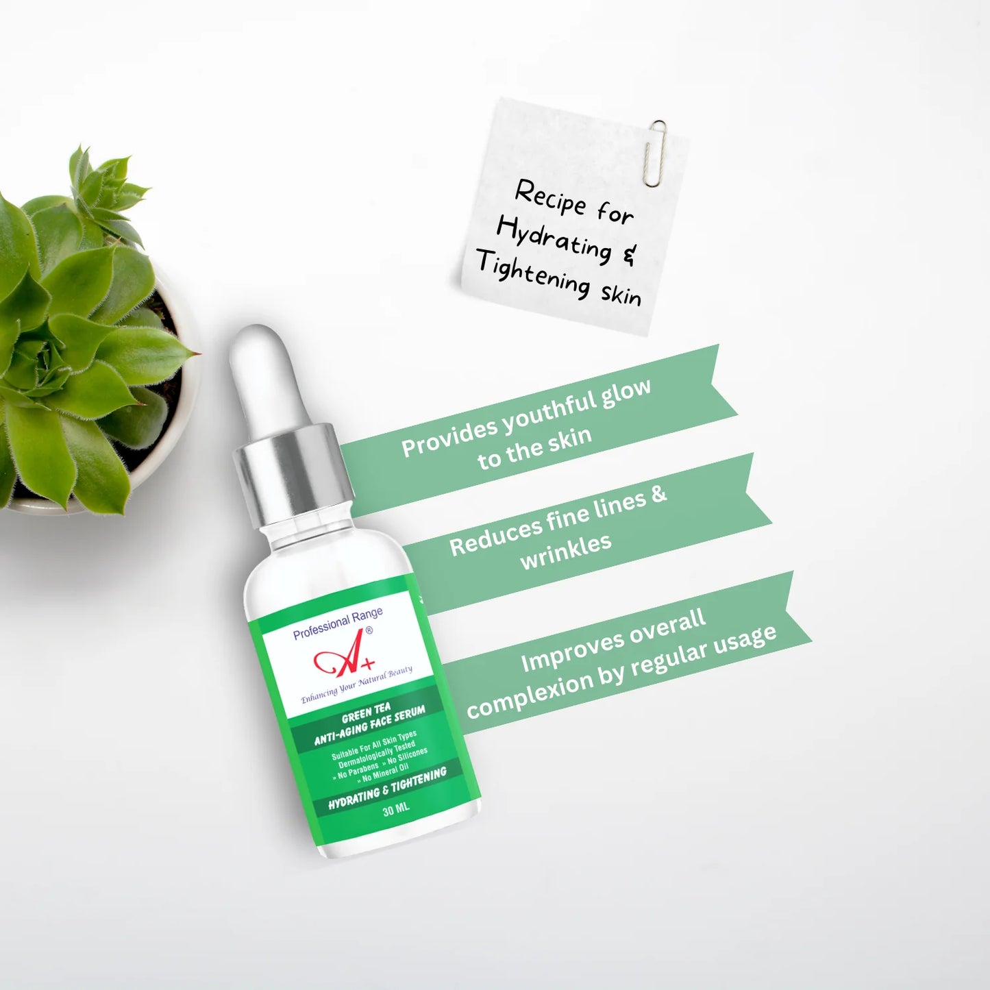 Green Tea Anti-Ageing Face Serum for Women – 30 ml image 3