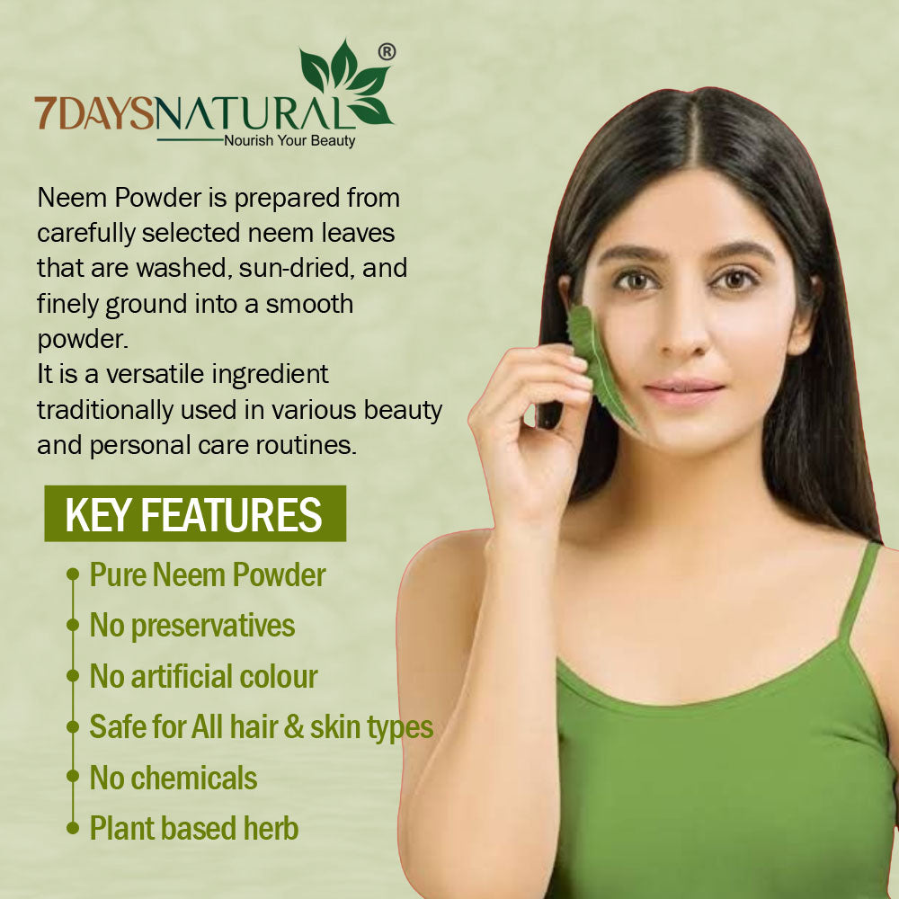 7 DAYS NATURAL Pure & Natural Neem Powder For Hair & Skin - 200GM image 1