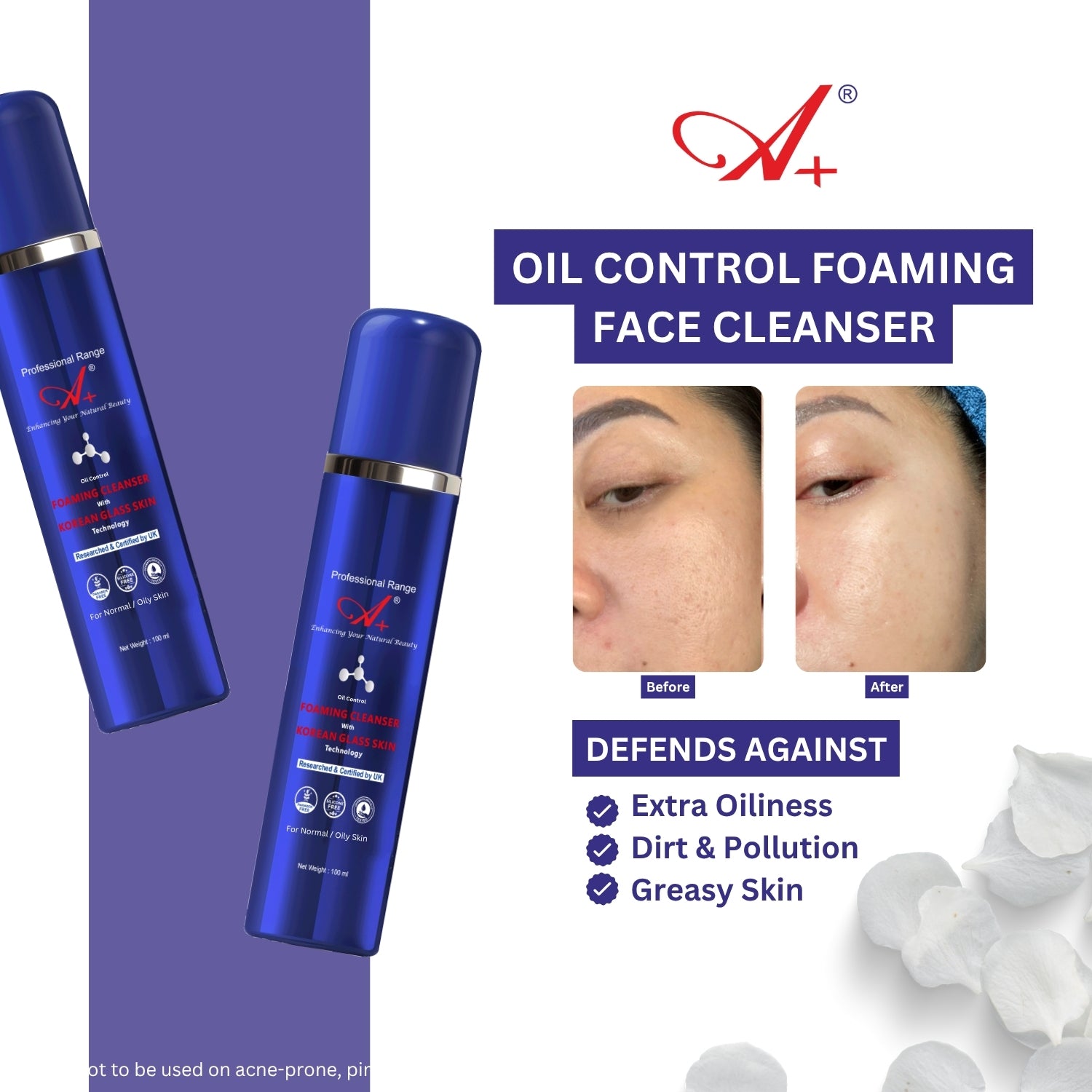 A+ Oil Control Foaming Cleanser With Korean Glass Skin Technology (Normal/Oily Skin) – 100 ml image 4