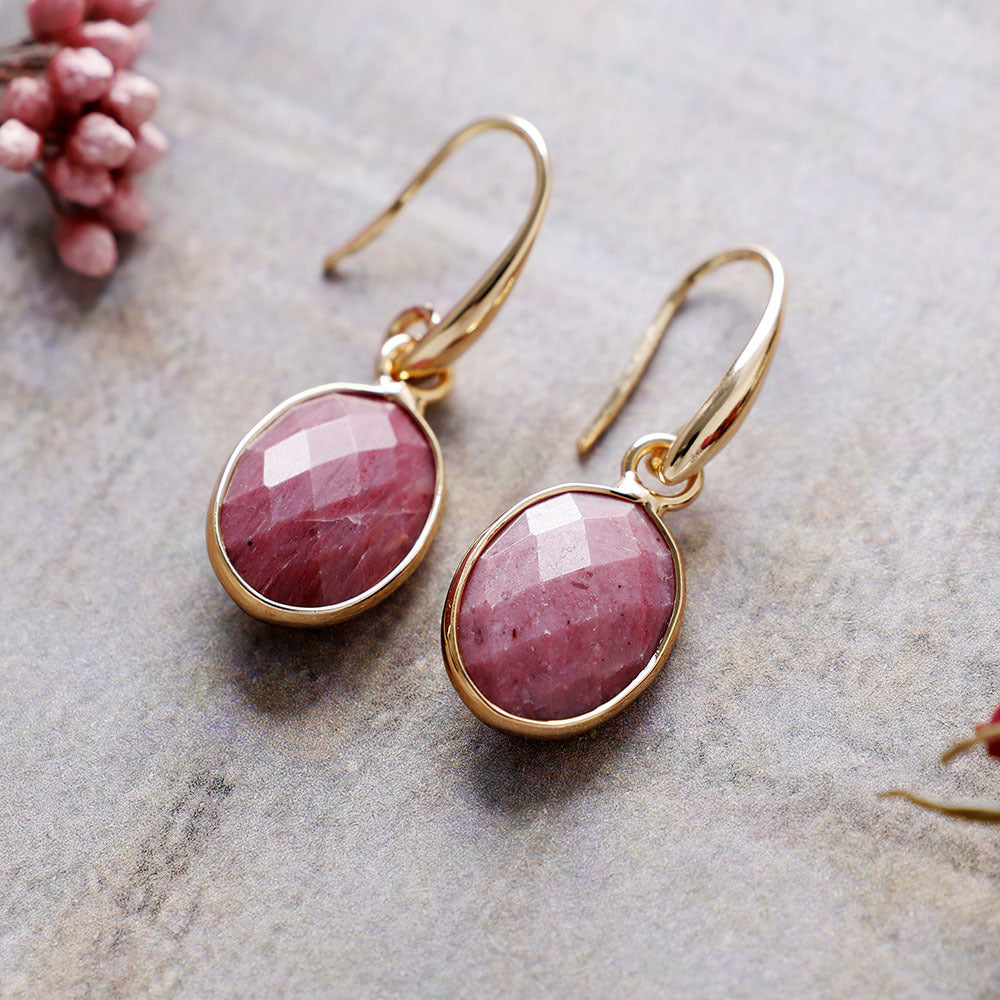 Imported Natural Stone Crystal Geometric Eardrop Earrings for Women - Elganza