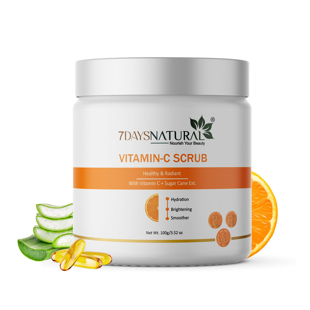 7 Days Natural Vitamin C Face Scrub for Tan Removal Repair Damage Caused By Sun Acne And Pimples Free Skin Anti ageing Scrub (100 g) image 0