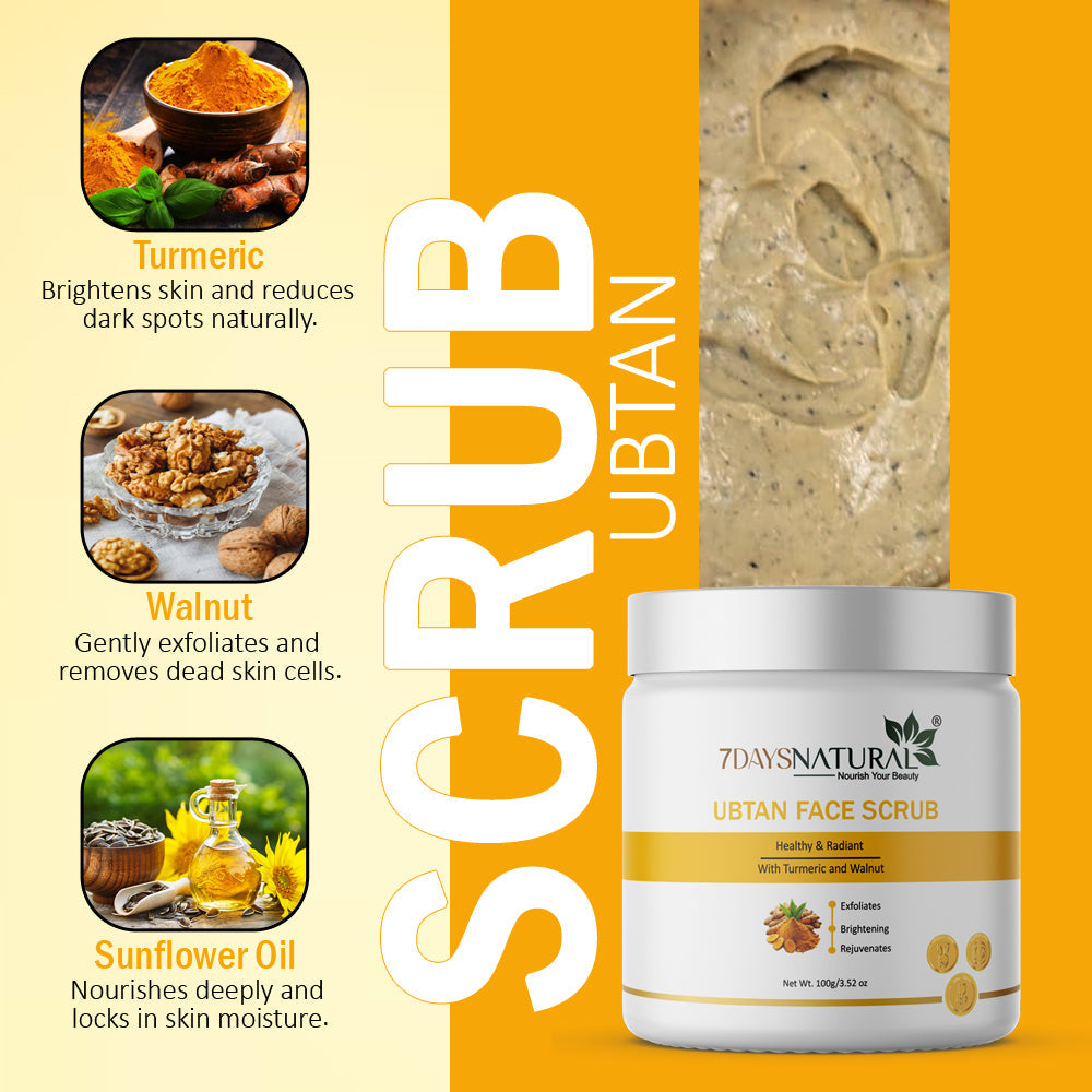 7Days Natural Ubtan Face Scrub For Face with Turmeric – 100g Scrub image 2