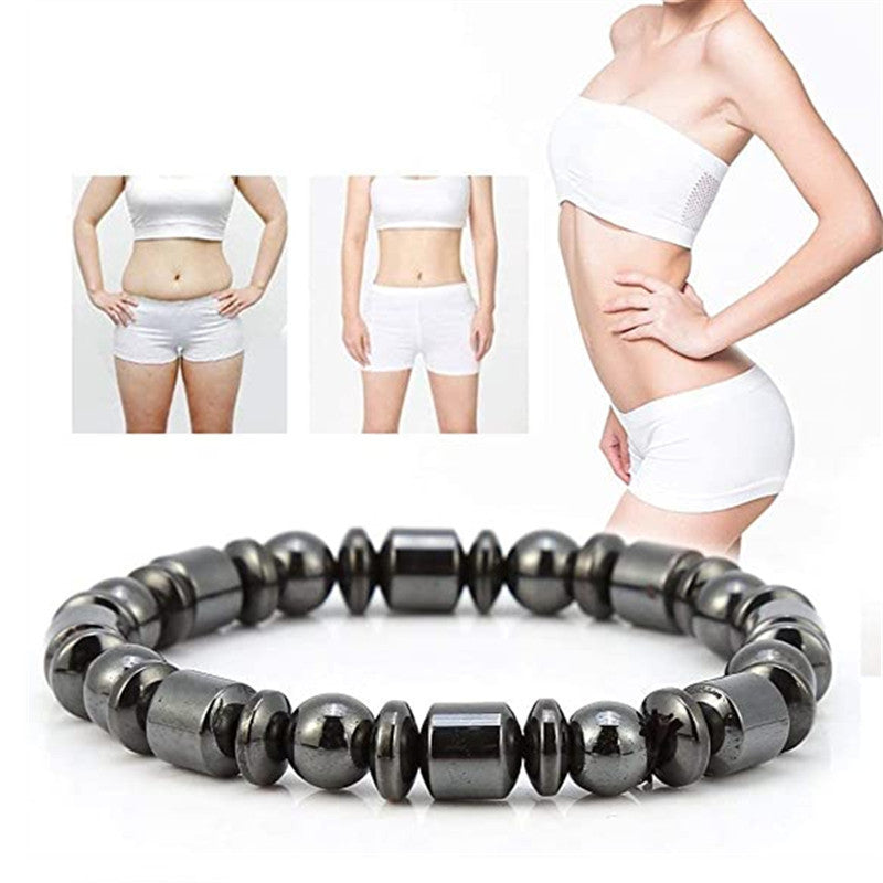 Magnetic Therapy Bracelet for Weight Loss & Wellness – Pentagram Stone Magnetite & Hematite Stretch Bracelet for Women & Men - Elganza