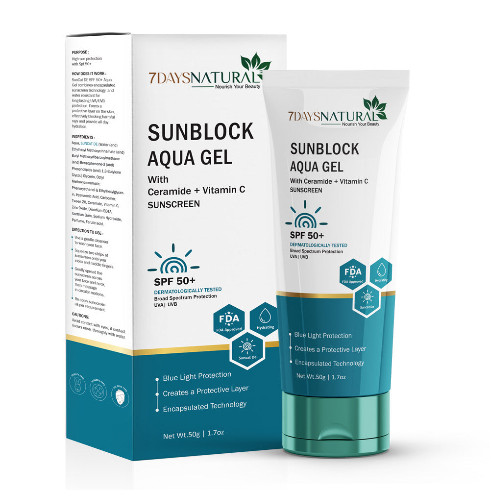 7 DAYS NATURAL Sunblock Aqua Gel Cream For Men & Women - 50GM image 1
