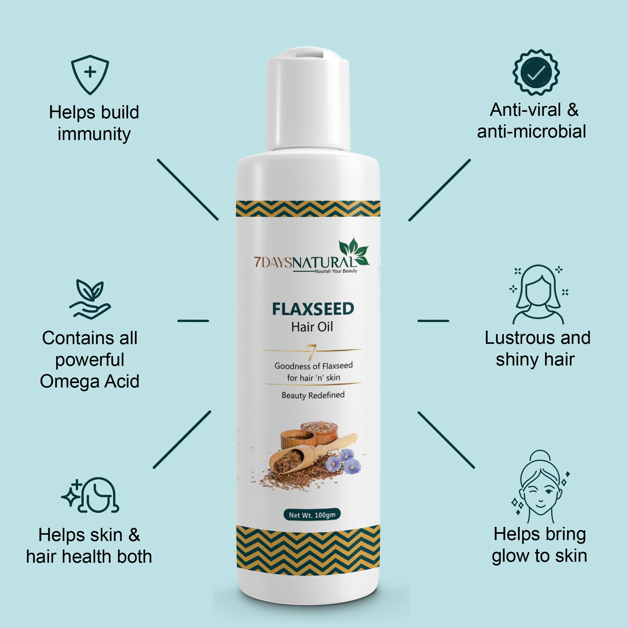 7Days Natural Organic Flaxseed Oil  - 100ml, image 4