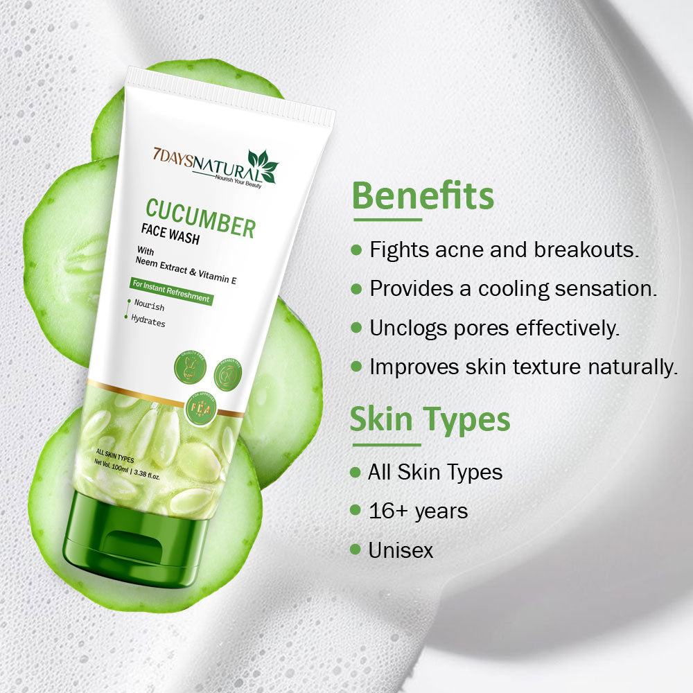 Buy Cucumber Face Wash for Fresh & Fairer Skin | 7Days Natural 100 ml image 2