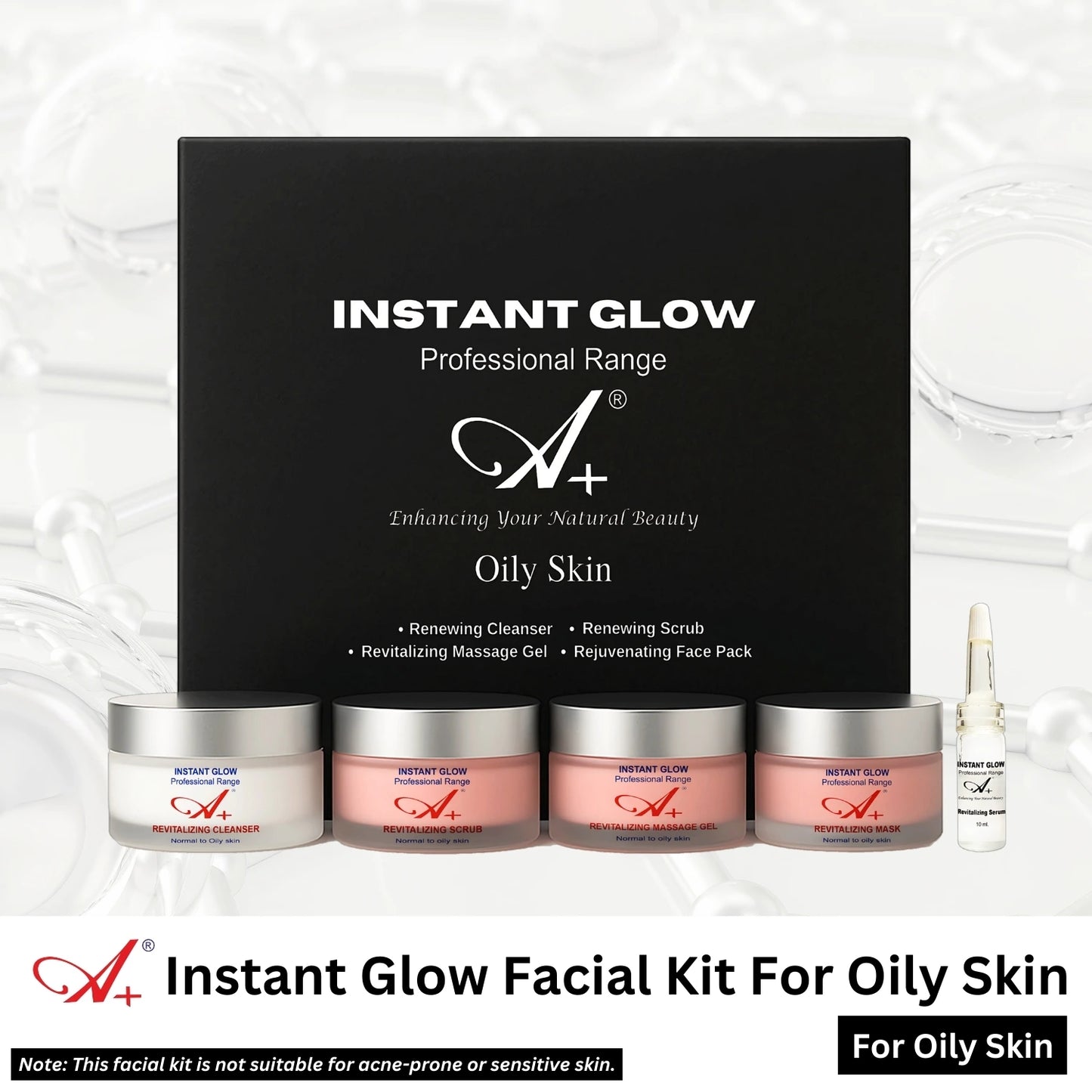 A+ Instant Glow Facial Kit For Oily Skin (400gm+10 ml) image 1
