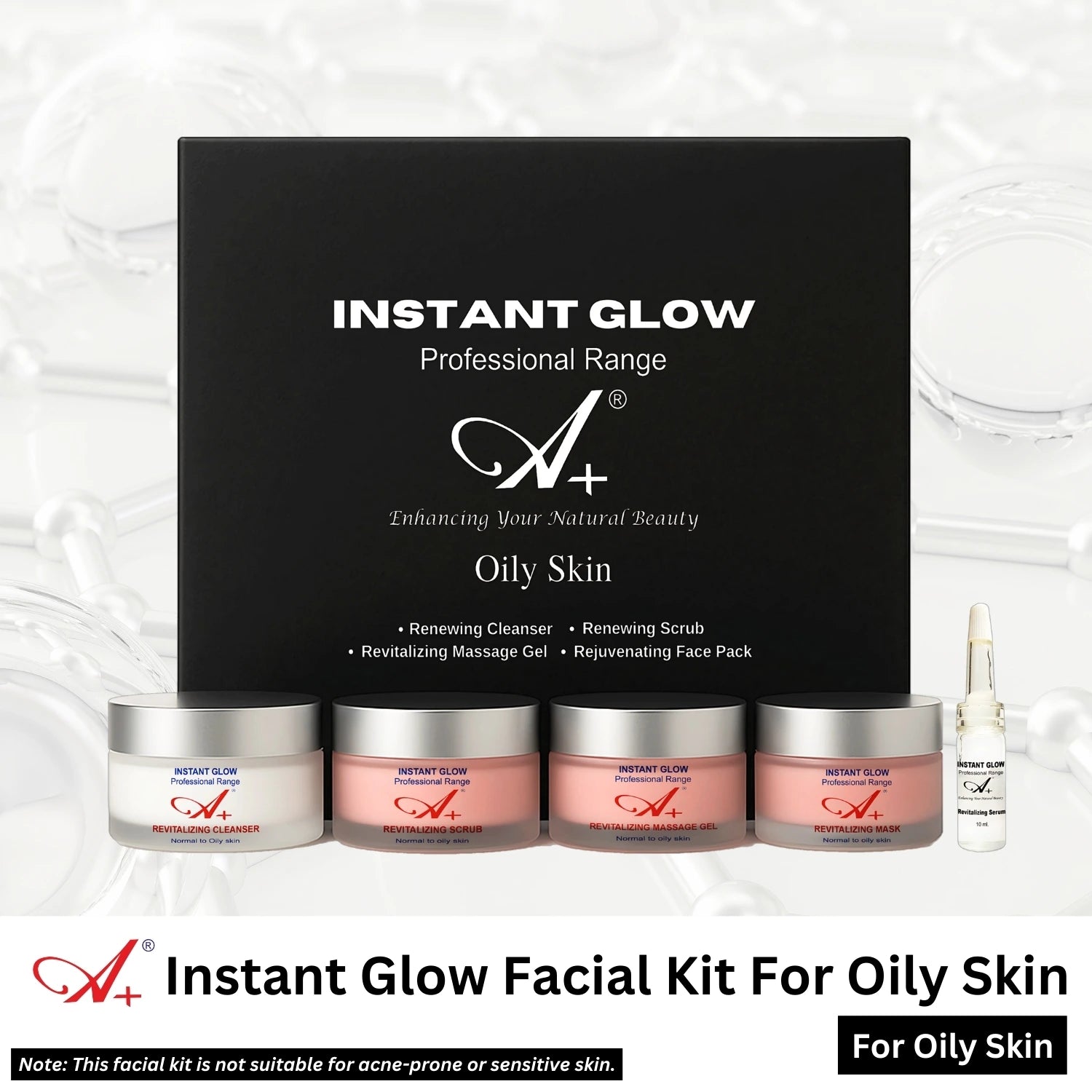 A+ Instant Glow Facial Kit For Oily Skin (400gm+10 ml) image 1
