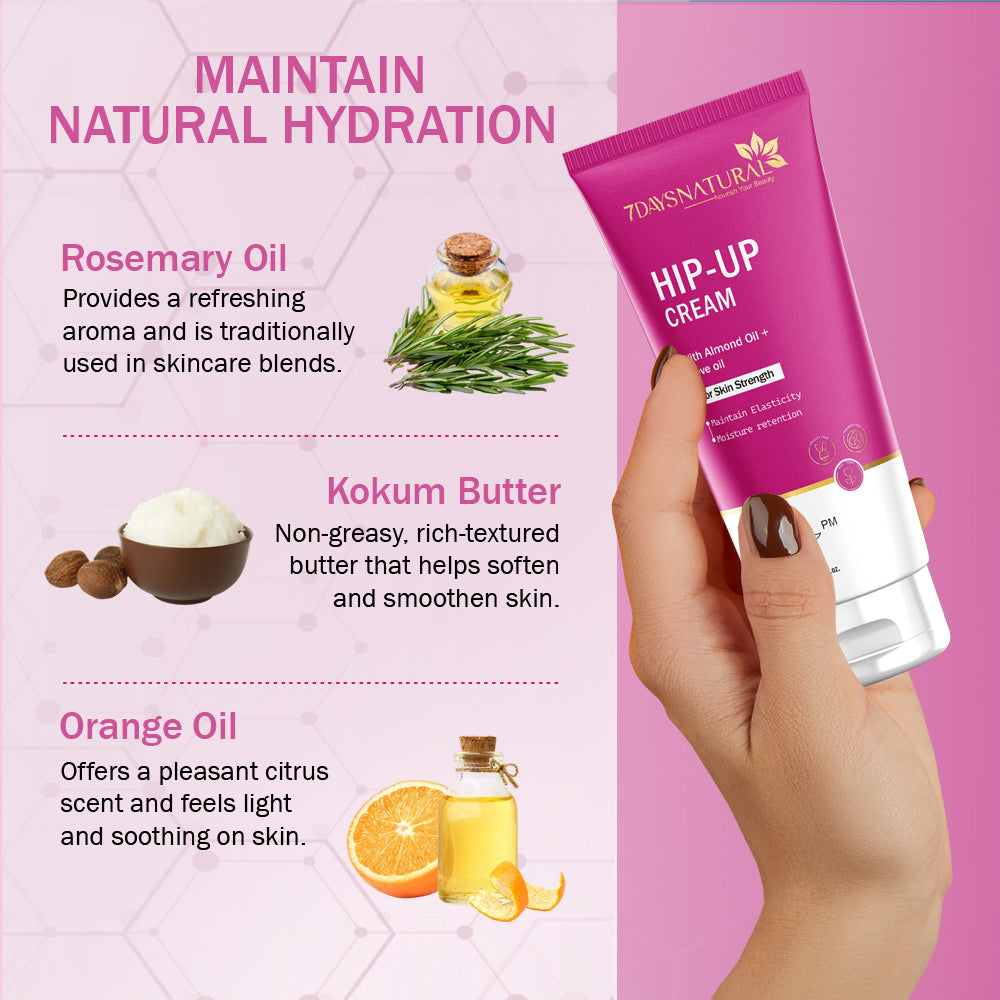 7Days Natural Hip Up Smoothing Moisturizer Cream | Generic Buttock Enhancement Cream Hip Lift Up-100 ml image 4