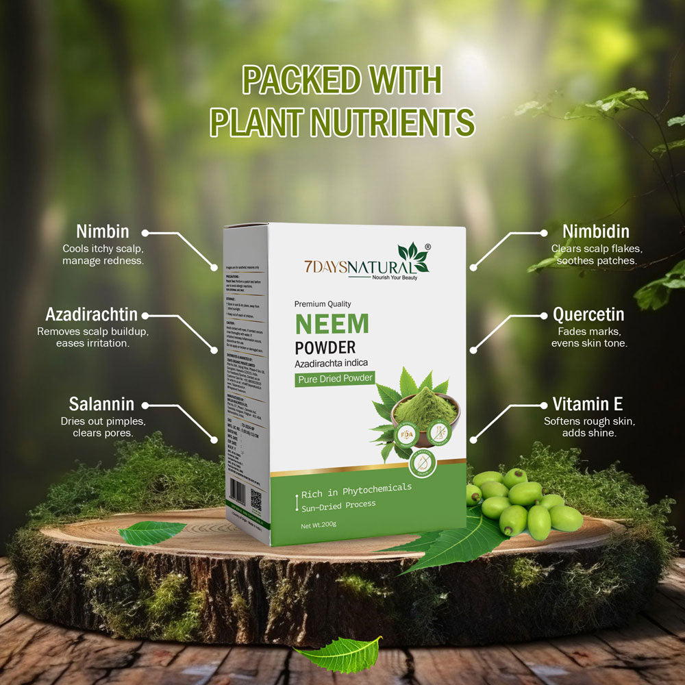 7 DAYS NATURAL Pure & Natural Neem Powder For Hair & Skin - 200GM image 6