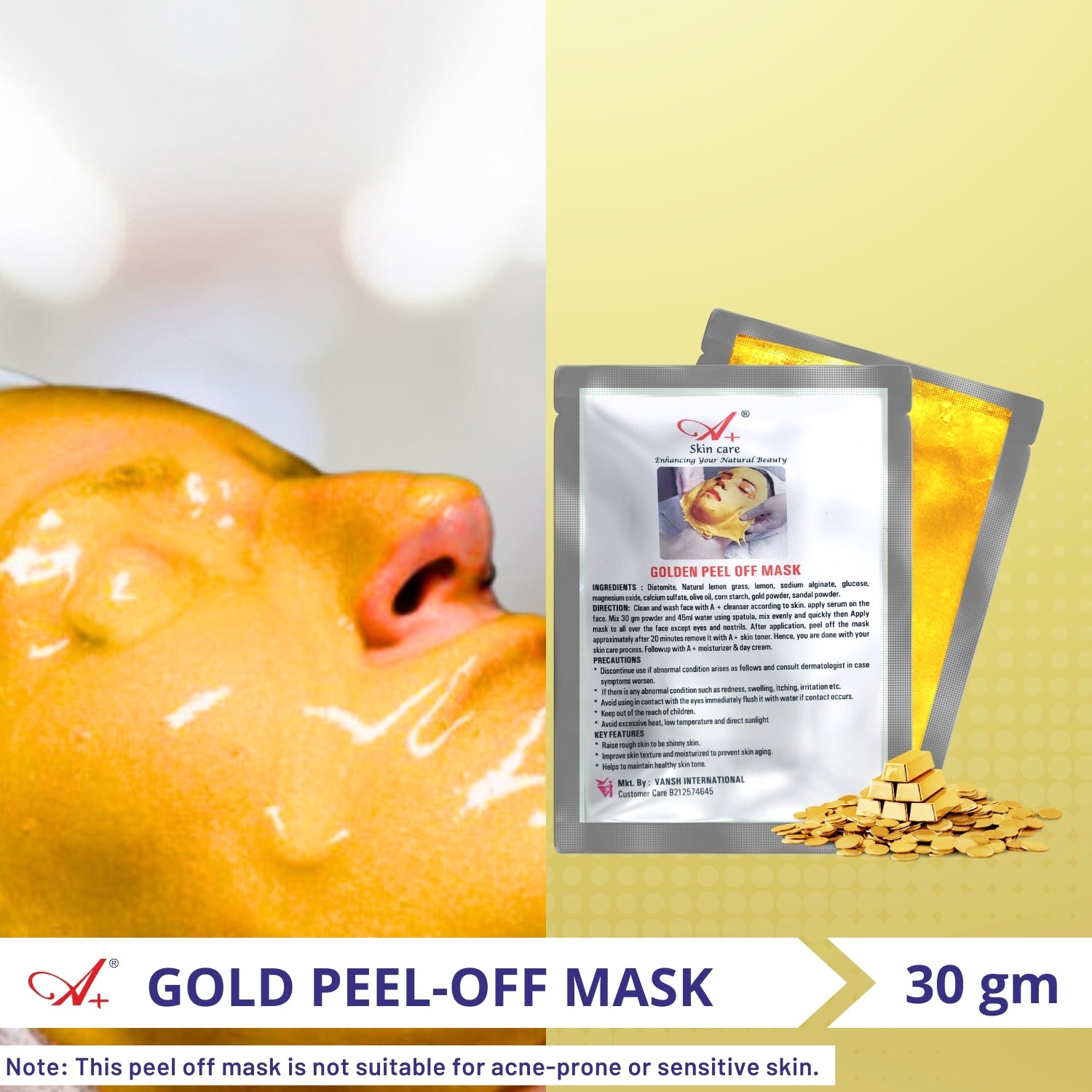 A+ Gold Peel-Off Mask (Pack of 2) image 1