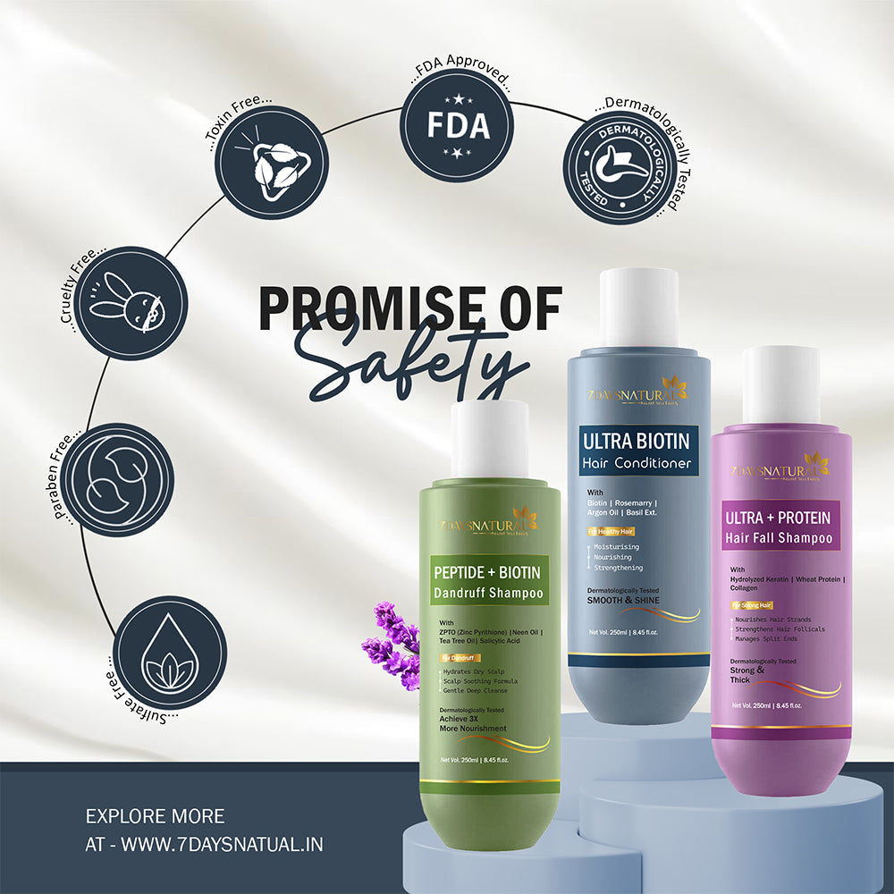 7Days Natural Anti-Dandruff Shampoo and Conditioner Set, Peptide Biotin Formula, 250ml Each Pack of -2 image 5