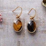 Imported Natural Stone Crystal Geometric Eardrop Earrings for Women - Elganza
