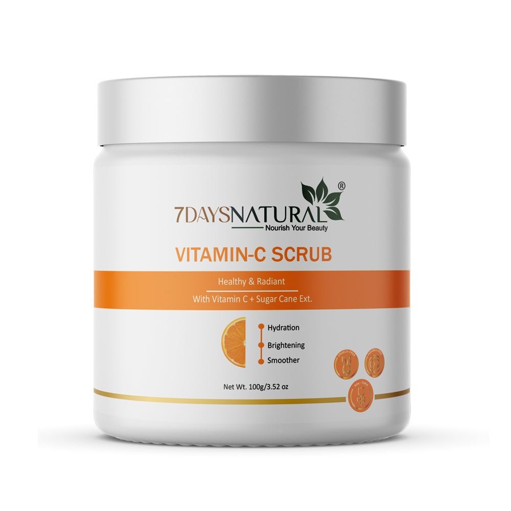 7 Days Natural Vitamin C Face Scrub for Tan Removal Repair Damage Caused By Sun Acne And Pimples Free Skin Anti ageing Scrub (100 g) image 1