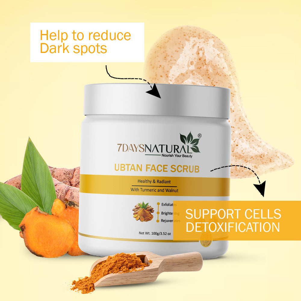 7Days Natural Ubtan Face Scrub For Face with Turmeric – 100g Scrub image 8