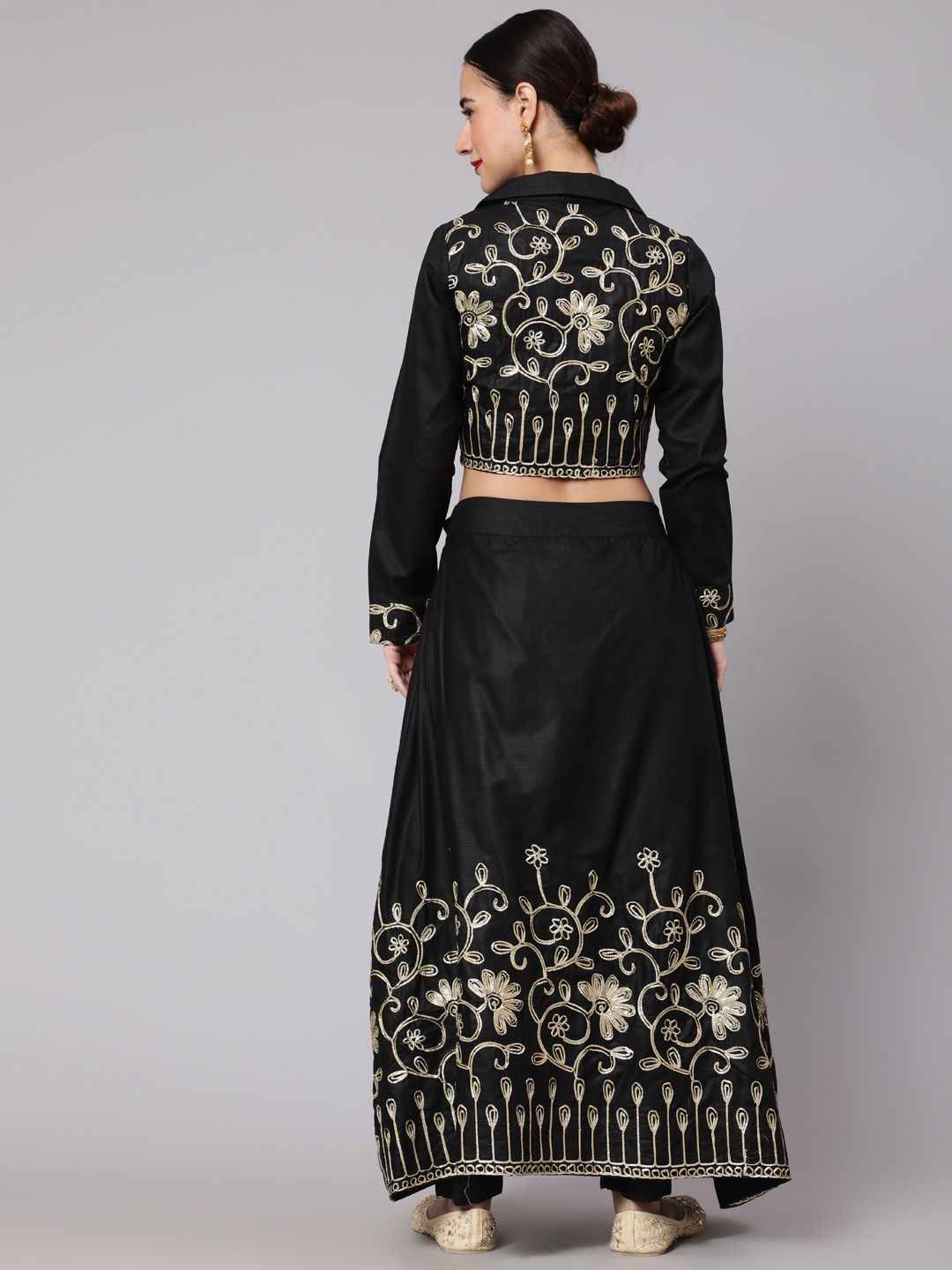 Black Embroidered Lehenga Choli Set - Elganza