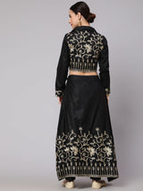 Black Embroidered Lehenga Choli Set - Elganza