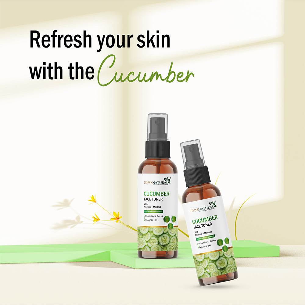 7Days Natural Cucumber Face Toner with Rose Water and Menthol, pH Balancing, Instant Hydration,100g image 1