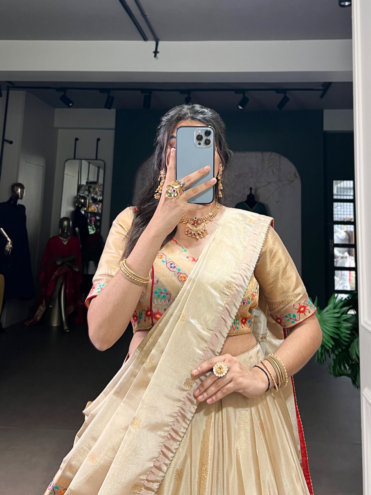 Paithani Zari Weaving Shimmer Lehenga Choli with Dupatta