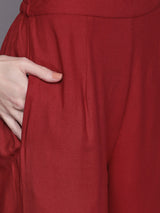 Beige Checked Kurta With Palazzo - Elganza