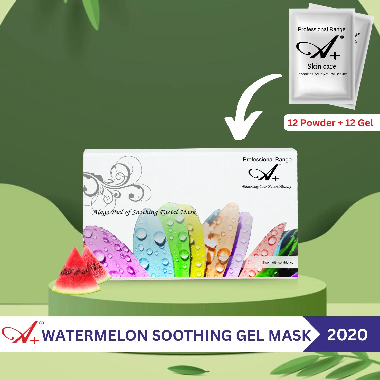 A+ 2020 Watermelon Soothing Gel Mask (12 Powder + 12 Gel) image 1