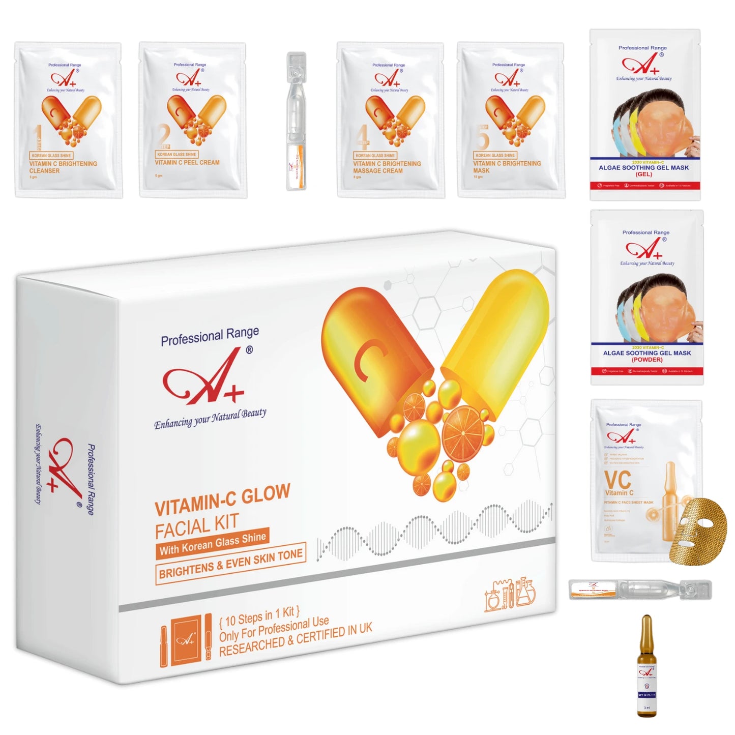 A+ Vitamin C Korean Facial Monodose Kit,10-Steps, 198gm image 0