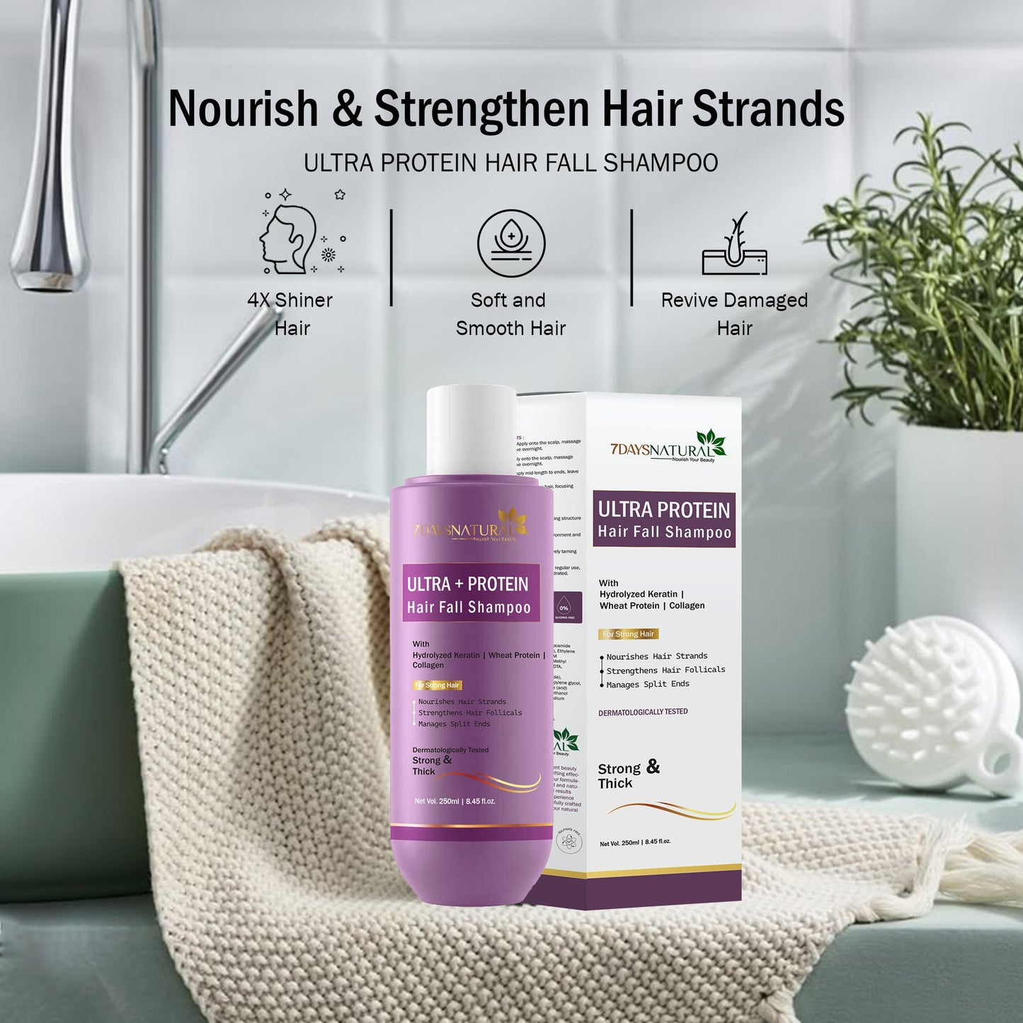 7Days Natural Hair Care Combo Pack (Ultra Biotin Conditioner + Ultra Protein Shampoo + FREE Hair Serum) BUY 2 GET 1 FREE OFFER! image 1