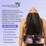 7Days Natural Indigo Powder for Natural Hair Coloring | Protects hair-200gm image 5