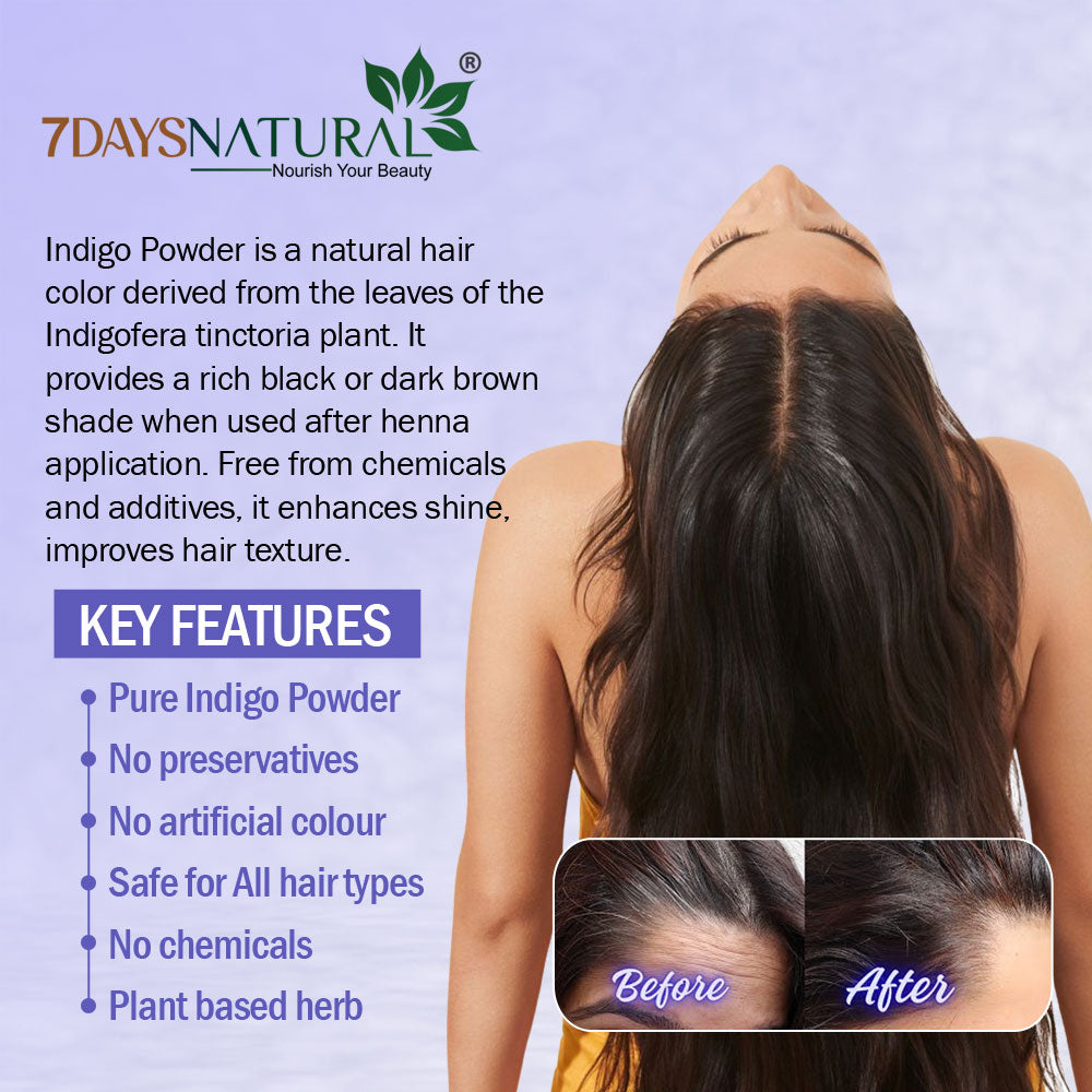 7Days Natural Indigo Powder for Natural Hair Coloring | Protects hair-200gm image 5