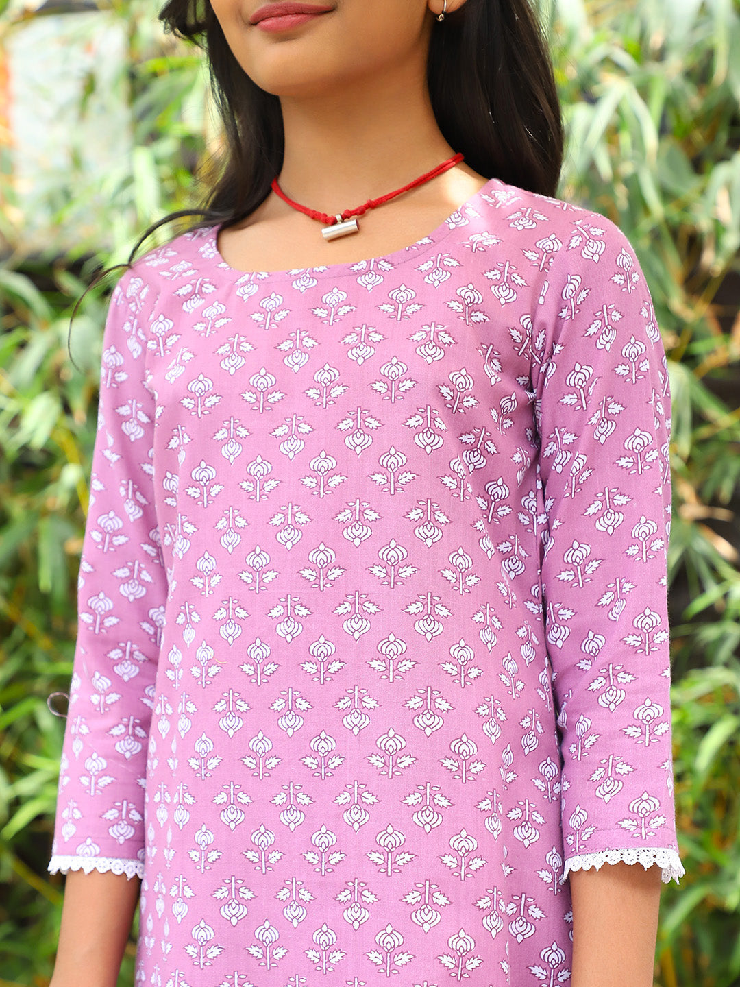 Pink Printed Cotton Kurta and Sharara with dupatta - Elganza