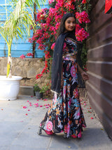 Black Multi Color Digital print Lehenga Choli - Elganza