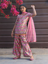 Pink Color velvet Kurta Set with Dupatta - Elganza