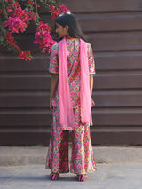 Pink Color velvet Kurta Set with Dupatta - Elganza