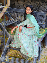 Mint bandhani Lehenga Choli - Elganza