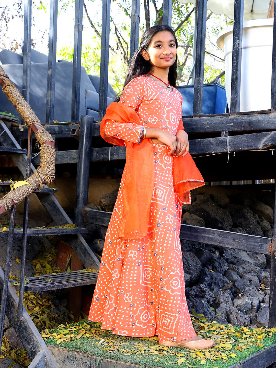 Orange bandhani Lehenga Choli - Elganza