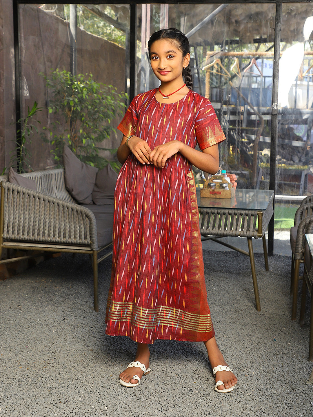 Maroon Maxi Dress - Elganza