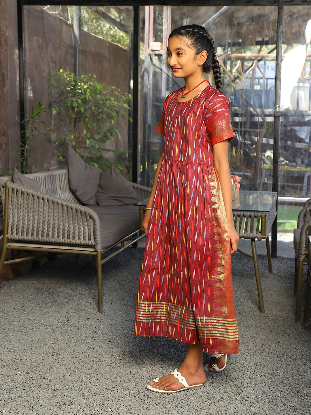 Maroon Maxi Dress - Elganza